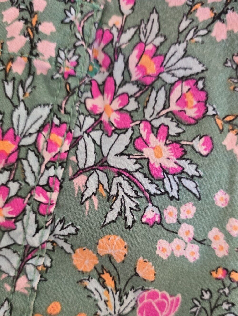 Maeve Green Floral High-Rise Shorts with Pink & Yellow Blooms - Picture 6 of 7
